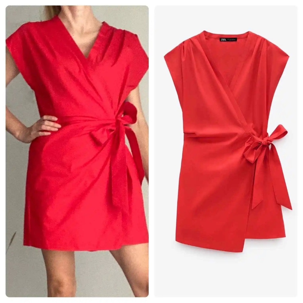 ZARA TIED POPLIN JUMPSUIT SIZE M